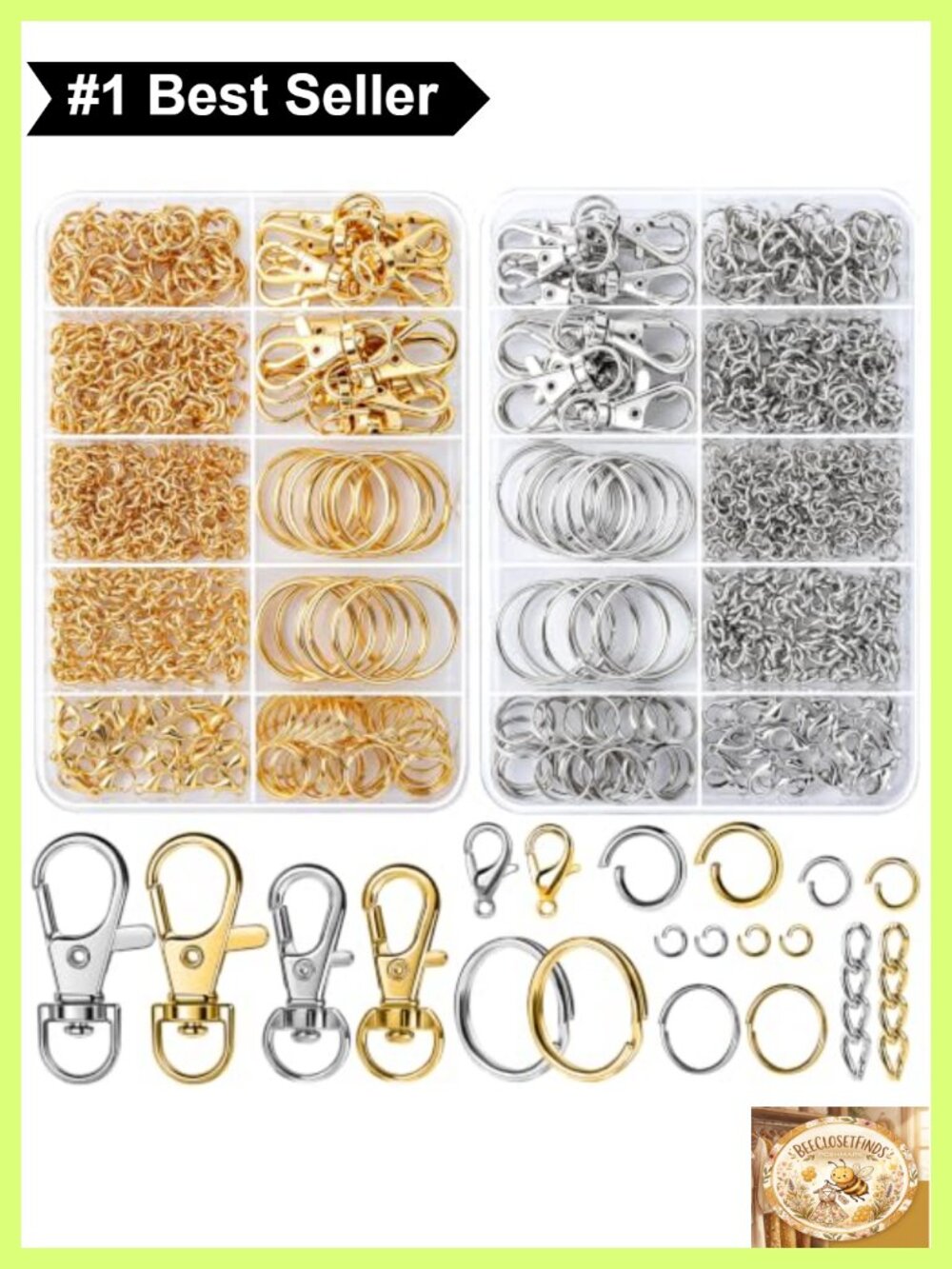 1042PCS Keychain Making Kit Alloy Clasps Rings Chains DIY Crafts Purse
